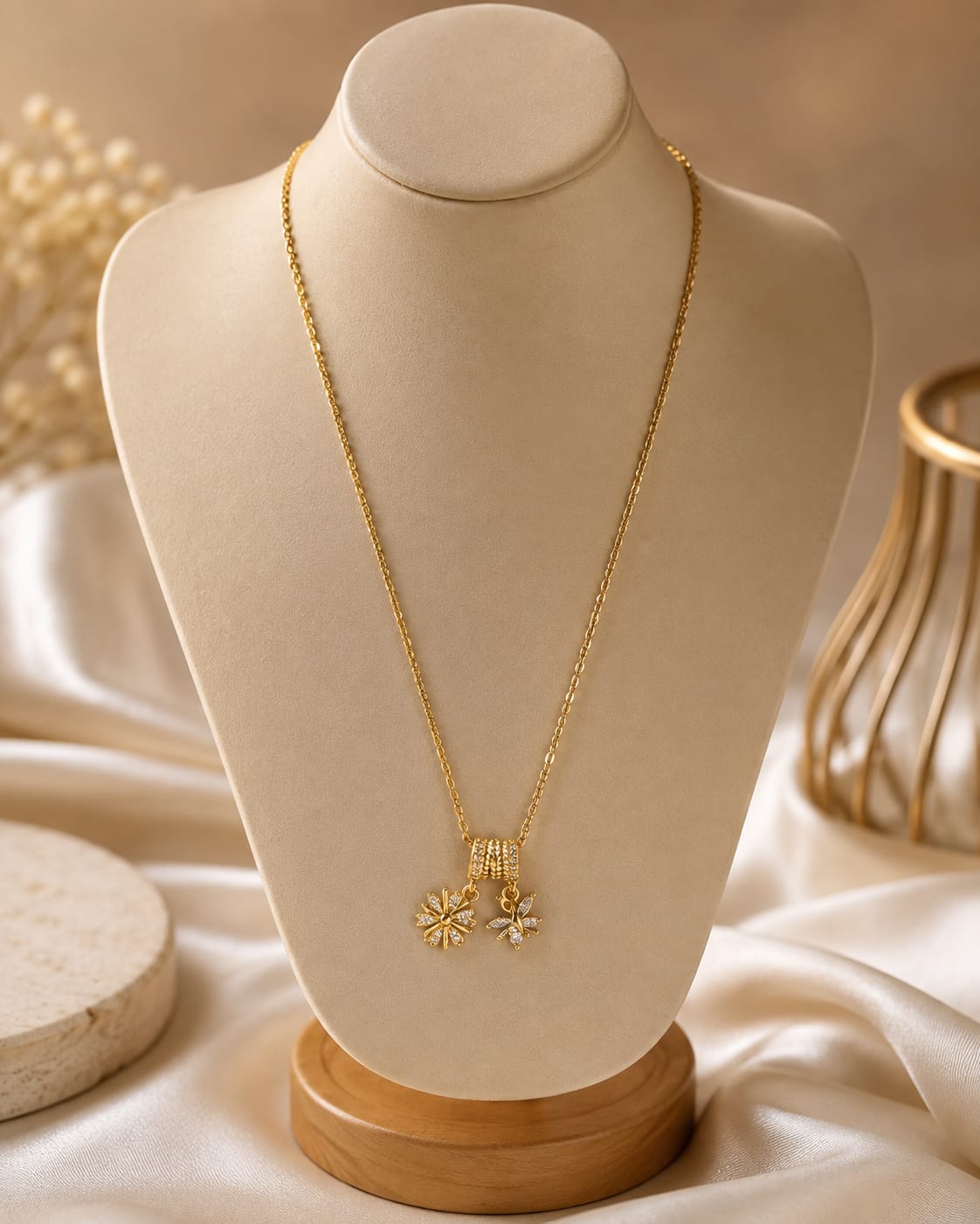 Minimal Dual Charm Gold Pendant Chain ✨