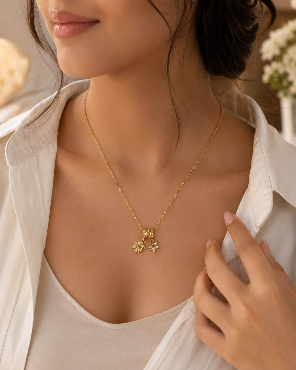 Minimal Dual Charm Gold Pendant Chain ✨