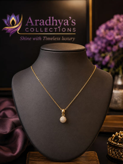 Celestial Spark Gold Pendant Necklace | Minimal Crystal Ball Pendant