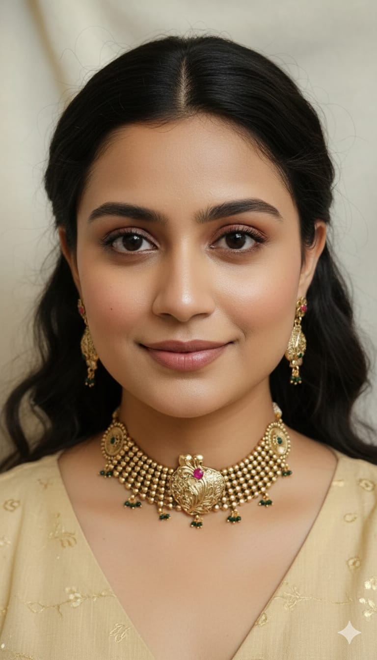 Royal Temple-Inspired Gold Tone Choker Necklace Set