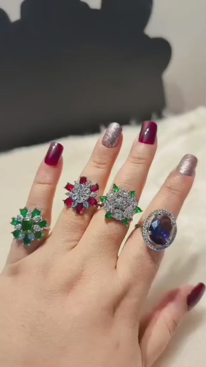 Ruby Blossom Floral Ring