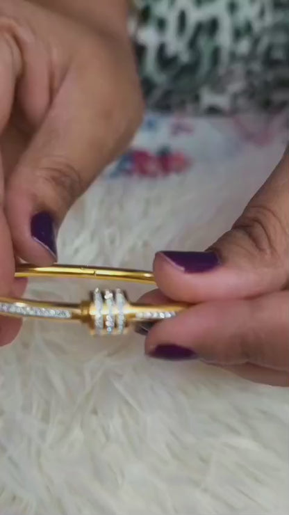 Golden Trio Crystal Kada Bracelet